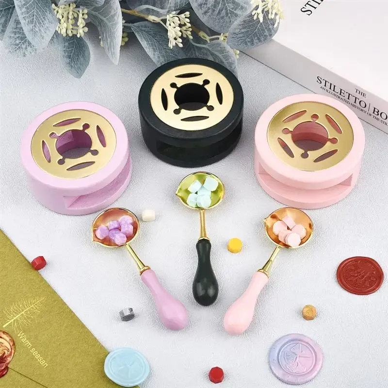 Description Picture 3 of itemWax Seal Stamp Set Lacquer Furnace With Spoon Wax Seal Melting Furnace Solid Wood Melting Heater Wax Pot Bead Stick Heater