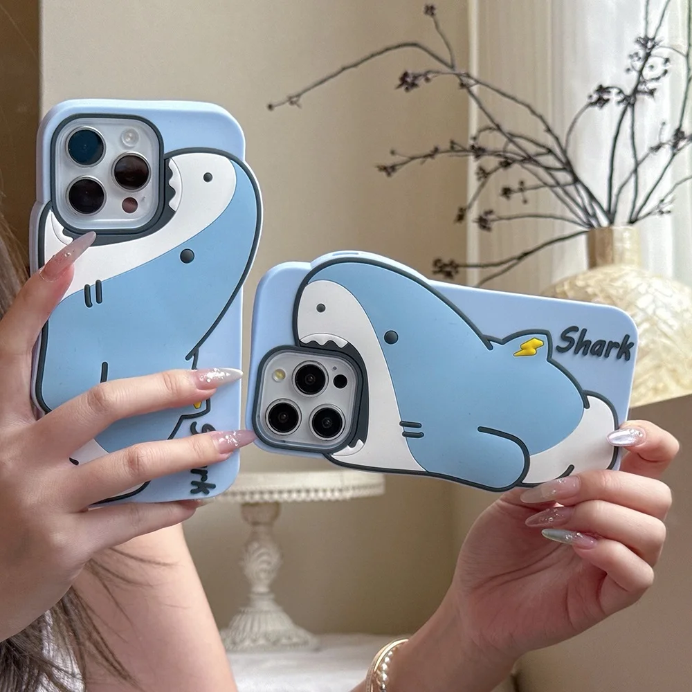 Kawaii Shark 3D Cartoon Shock-Proof Soft Silicone Phone Case