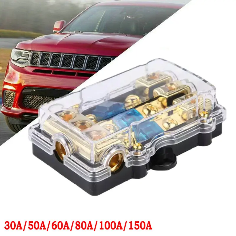30 150A 1 In 3 Ways Car Fuse Box Holder Copper Plated Car Stereo Audio