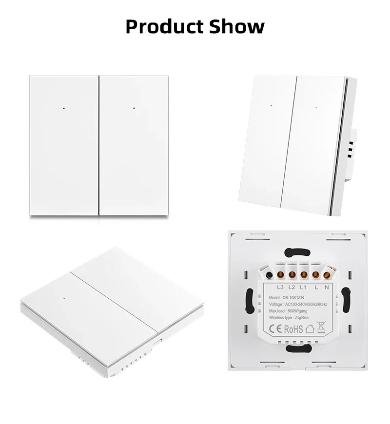 Zigbee Smart Light Switch Push Button with Neutral 1 2 3 Gang White Black Wall I