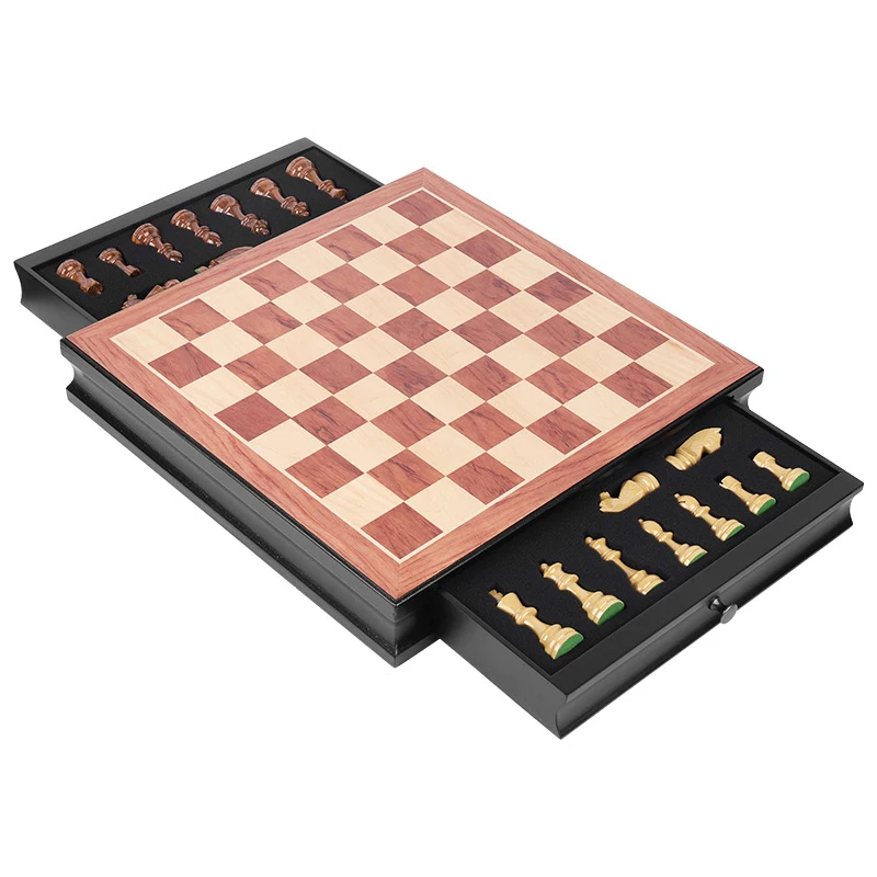 High Quality Professional Chess Set Luxury Solid Wood Chessboard Nordic Retro Chess Decoration Family Table Games for Children