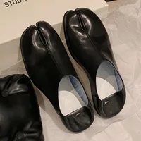 Women Split Toe Tabi Flats Woman Loafers Shoes Slip On Shallow Pump Shoes Silver Crack Flats 1