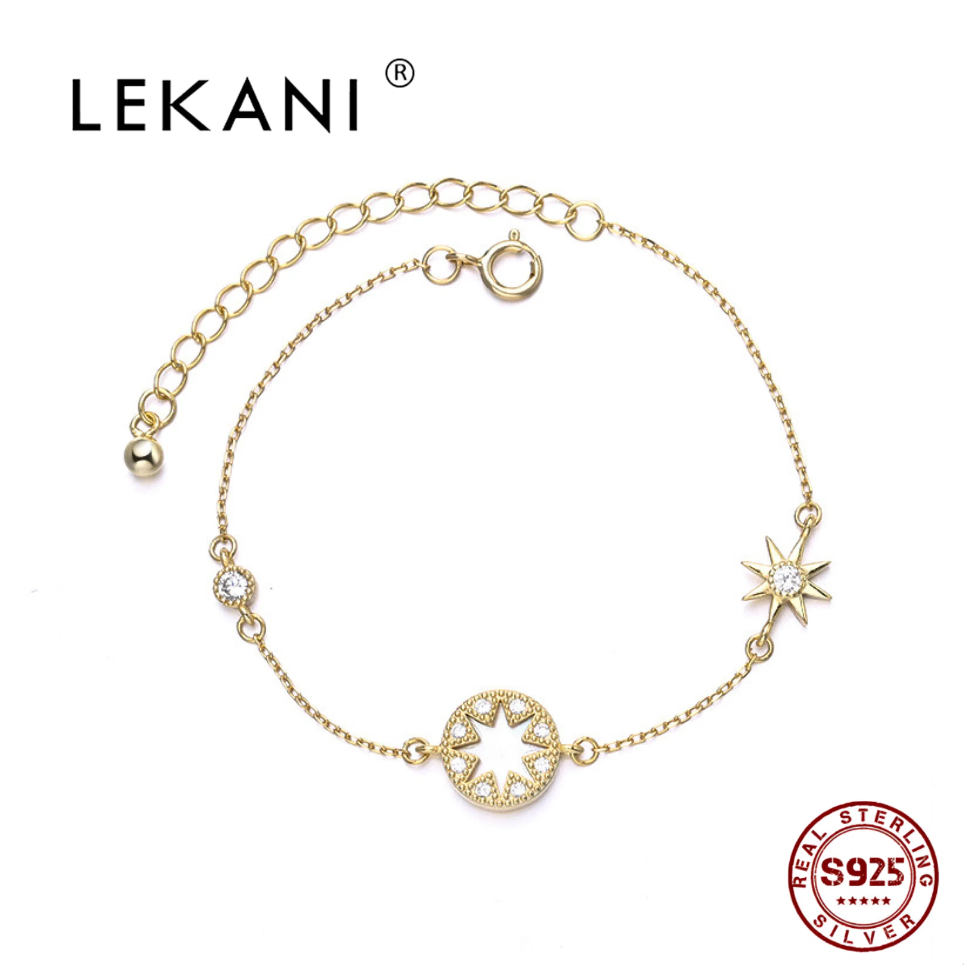 

LEKANI Real 925 Silver Hollow Hexagram Bracelet For Women High Class and Exquisite Fine Jewerely For Woman Sweet Gift