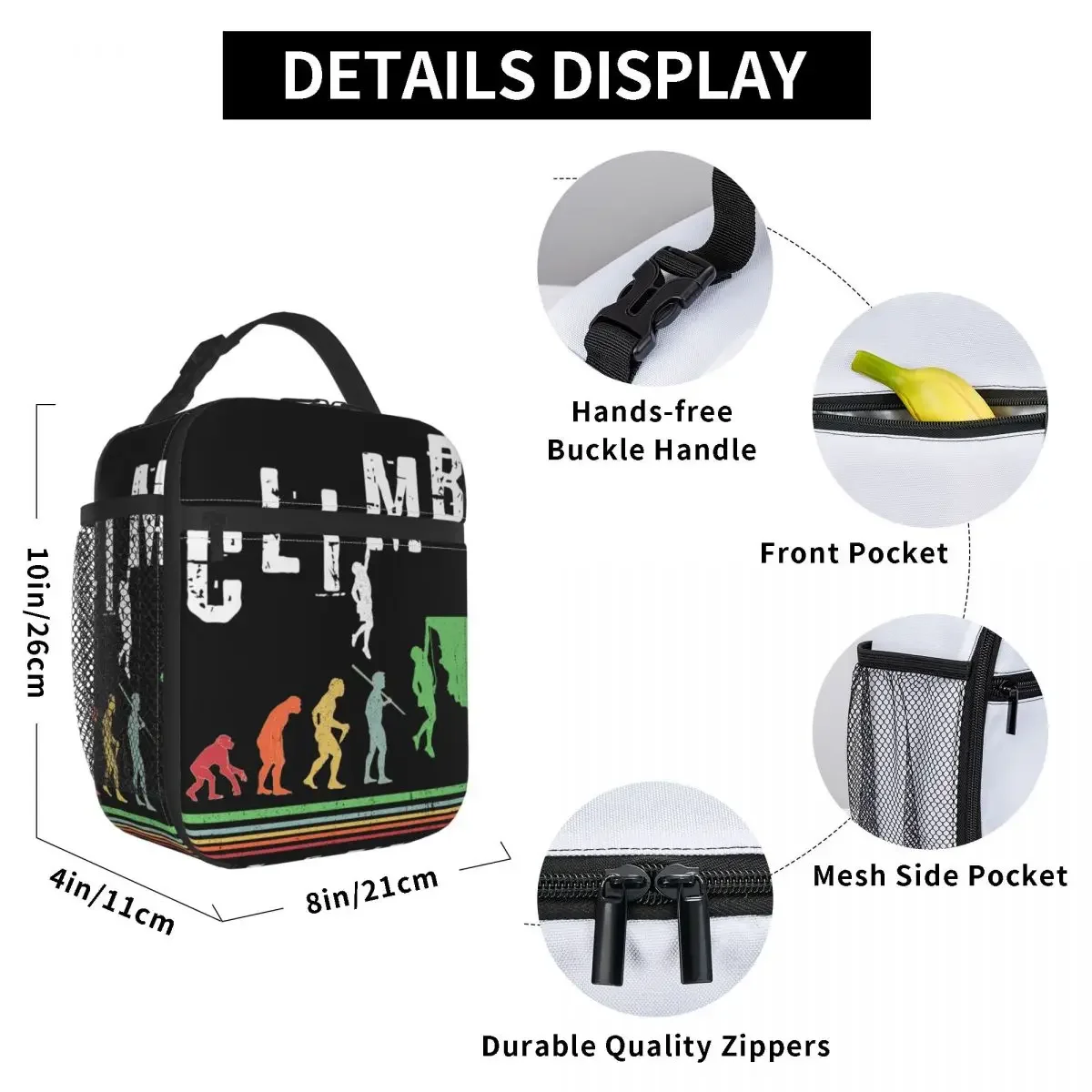 Rock Climbing Climber Evolution Product Insulated Lunch Tote Bag Work Rock-Climbers Storage Food Box Cooler Thermal Lunch Box