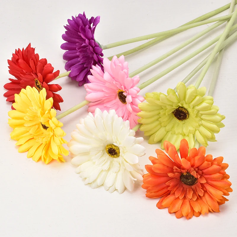 

New Fashion Artificial Flower For Office Home Decor Hot Selling Gerbera Bouquet Chrysanthemum Sunflower Silk Flowers