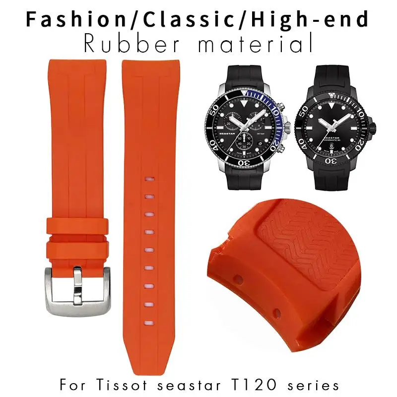 

Ремешок PCAVO для Tissot T120 Seastar T120407 T120417, резиновый спортивный водонепроницаемый браслет для наручных часов, 21 мм 22 мм