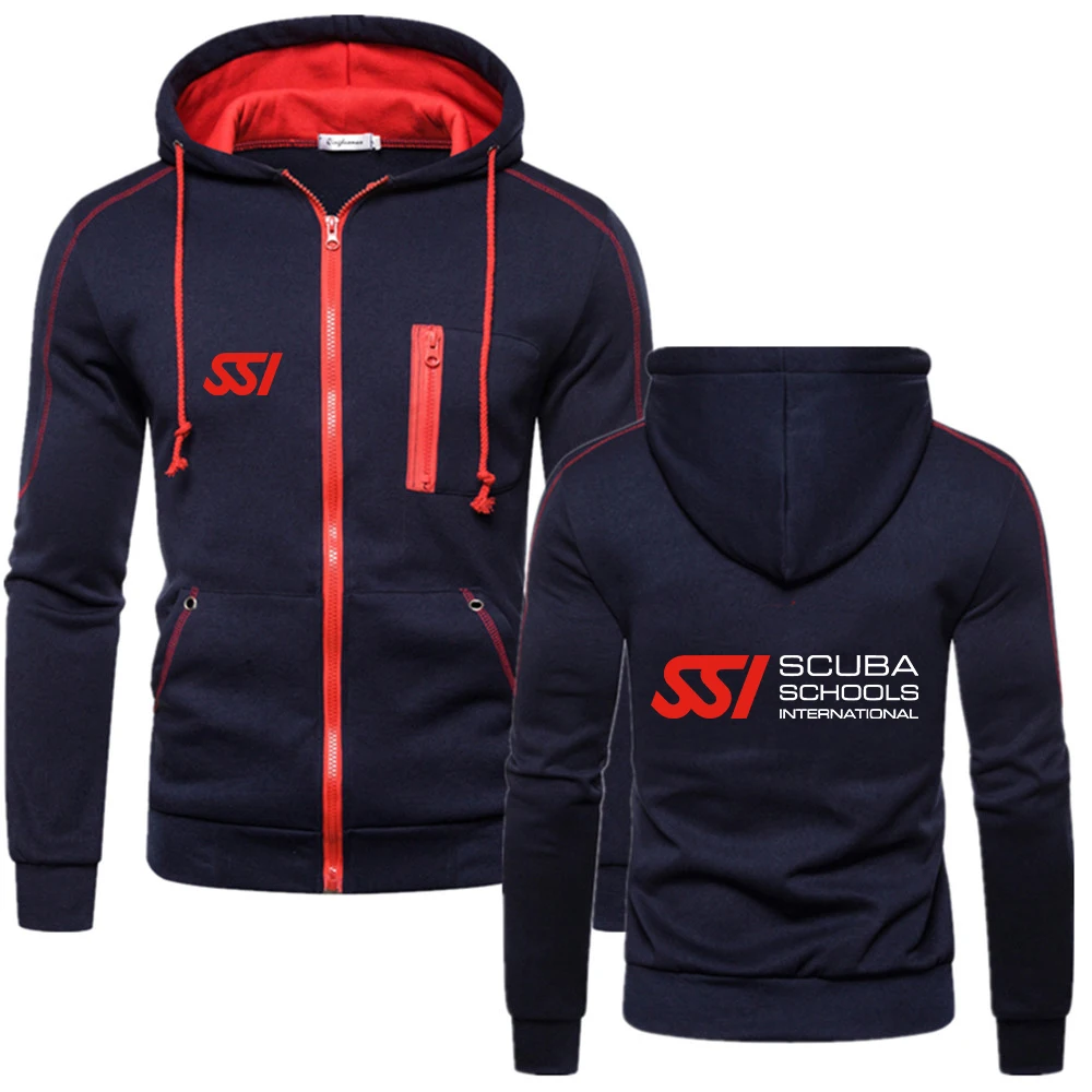 Spring Autumn Men's Scuba Diving Dive SSI Printing Double Zip Hooded Jacket High Street Popular Harajuku Style Casual Sweatshirt 3