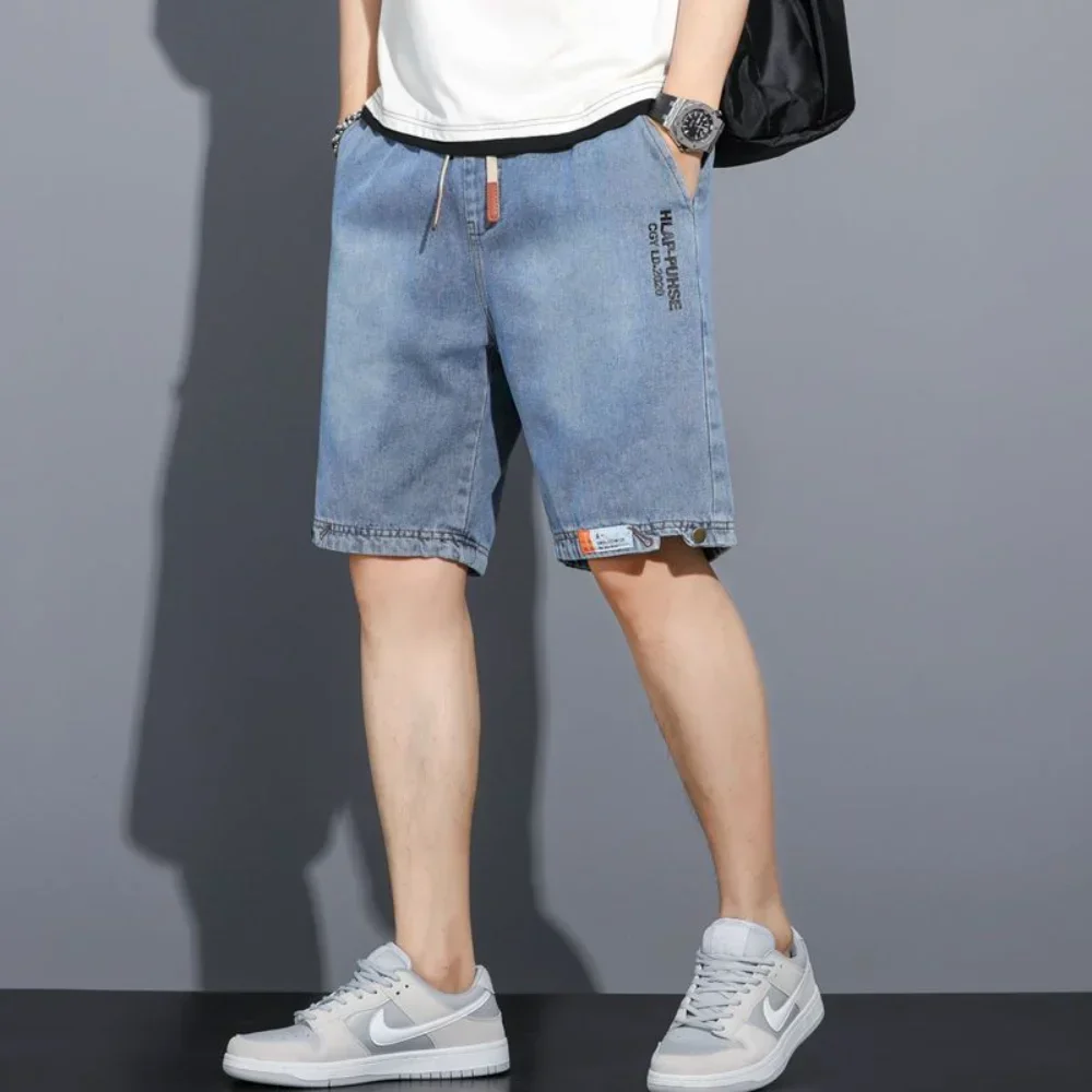 Men's Denim Shorts Long Breeches Bermuda Male Jeans Shorts 2023 Summer Capri Male pants baggy jeans printed jeans men y2k