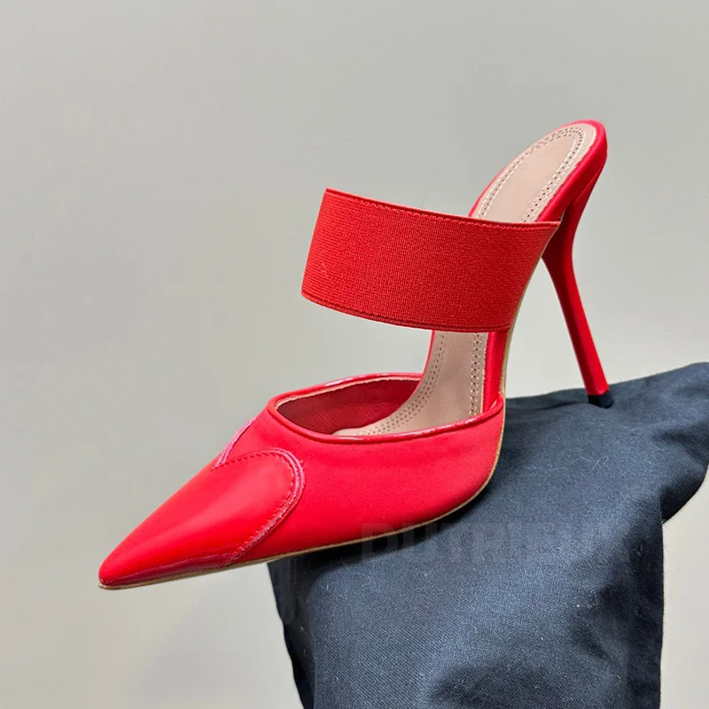 

Lady Slippers Summer 2024 New Style Pointy Toe Toe Wrapping Heart Shaped Design Ladies High Heeled Shoes Noble Elegant Slippers