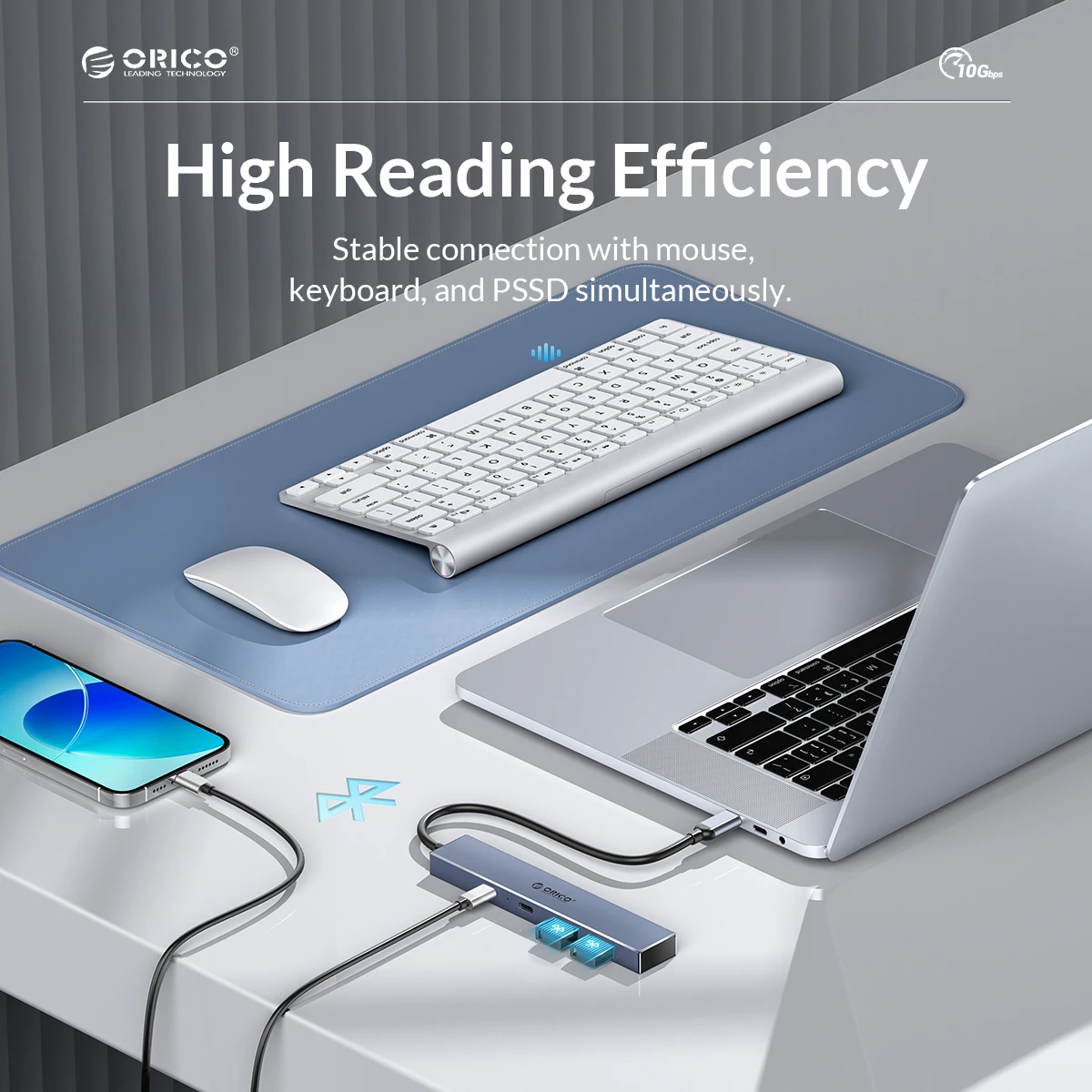 Orico-usb Tipo-c Hub Adequado para pc Acessórios de Computador Adaptador Otg Compatível com pd 100w sd tf Splitter Macbook 10gbps - Imagem 3