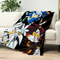 cool cartoon Flannel warm comfort art  soft plush blanket for sofa living room office A-s-S-SonicS-s bedroom cool travel gift 1