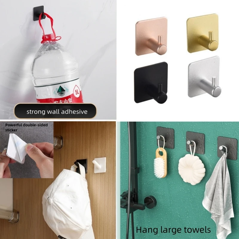 Adhesive Wall Hook Towel Holder Door Key Cloth Coat Bathroom Robe Hanger Kitchen Hardware Rack Bag Hook Organizer For Hanging
