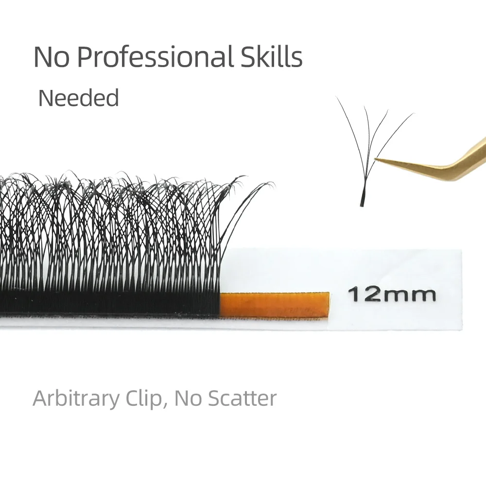 NAGARAKU 4D W-Form, handgewellte, vorgefertigte Fächer, Wimpernverlängerung, volle Wimpern, natürliches, weiches Licht, individuell, matt, dicht – Detail 4