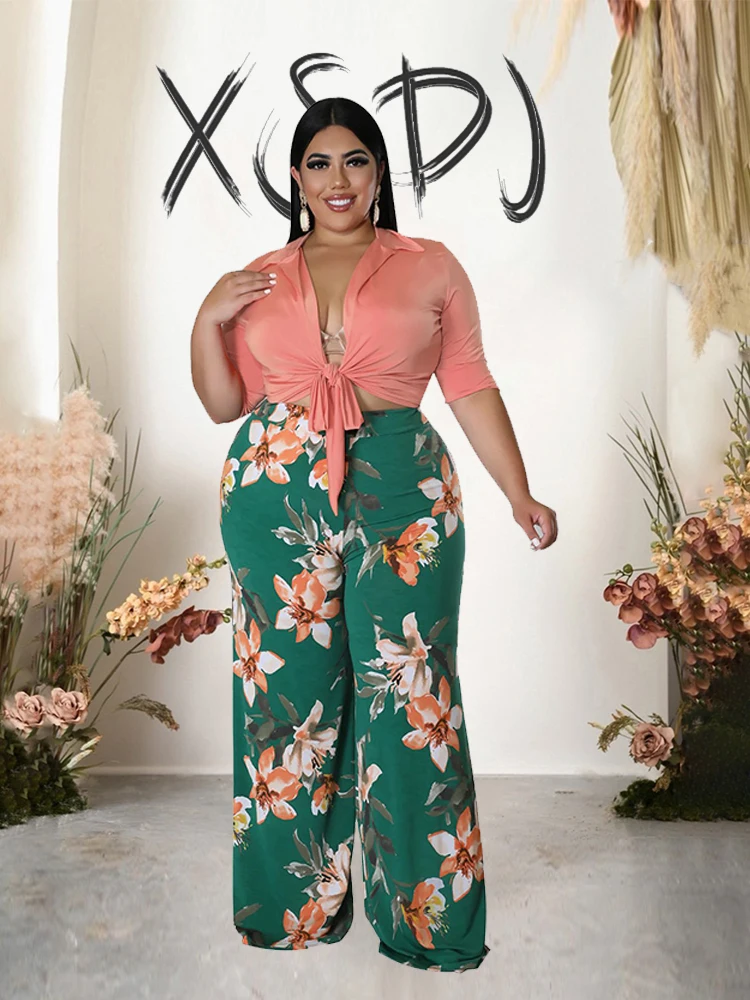 Pants Sets Plus Size Matching Set Outfit Pants Plus Size Summer