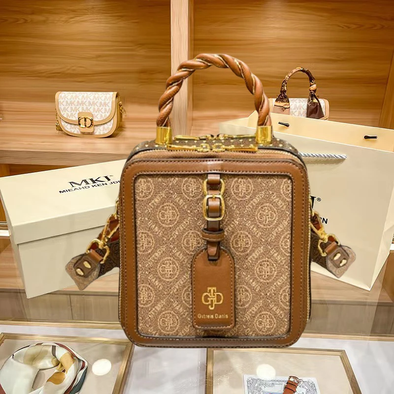 

Luxury Designer New Trend Case Bag Small Suitcase Box with Strap Shoulder PU Leather Crossbody Tote Bags Business HandBag
