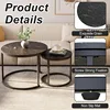 Round Nesting Coffee Table Side Set of 2 End Tables for Living Room Bedroom Balcony,Faux Marble Wooden Table 23.6IN Accent Large 5