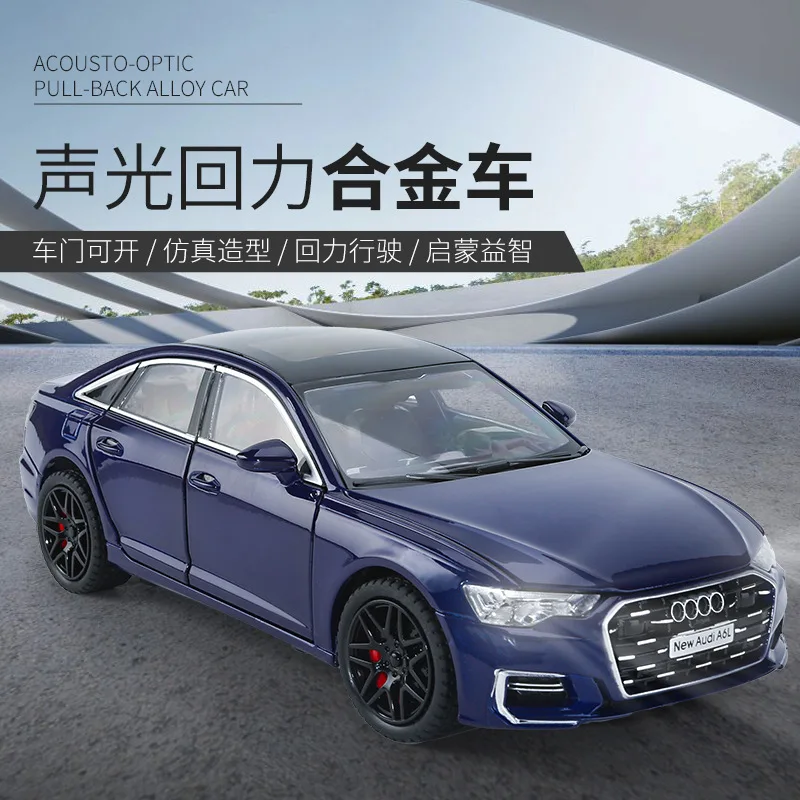 

Модель автомобиля Audi A6 1:24 из сплава, металлическая Игрушечная модель автомобиля, коллекционная детская игрушка с высоким звуком и фотографией, подарок C322