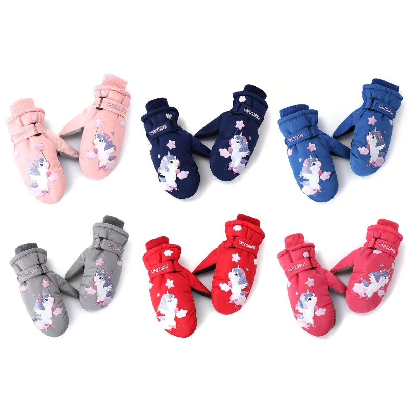 

F62D 2-5 Years Kids Winter Gloves Cartoon Print Ski Gloves Mittens