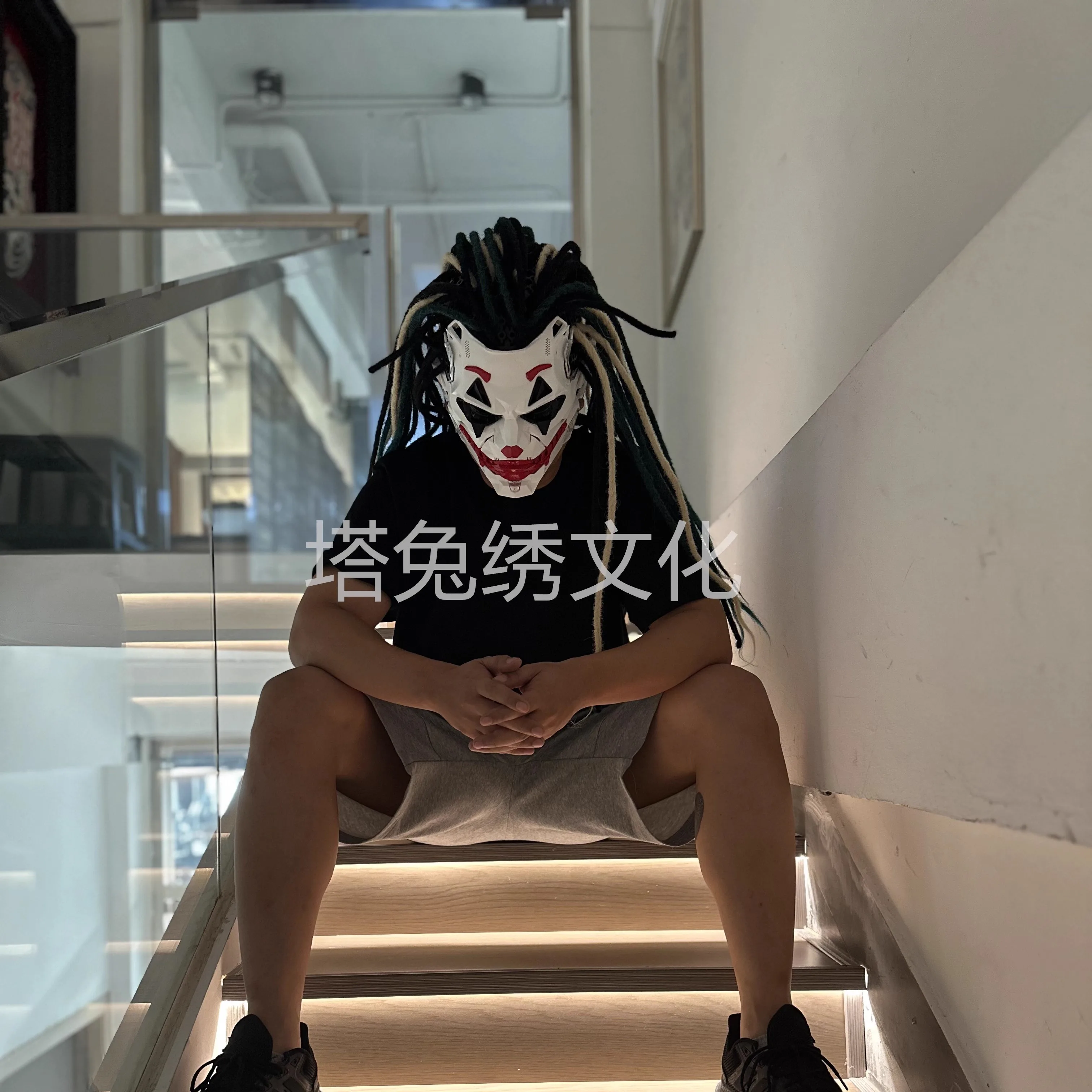 Joker Masks Cyberpunk Masks Clown Braids 2d Cosplay Resin Custom Products Halloween Anime Role-Playing Props And Gifts Toys 5