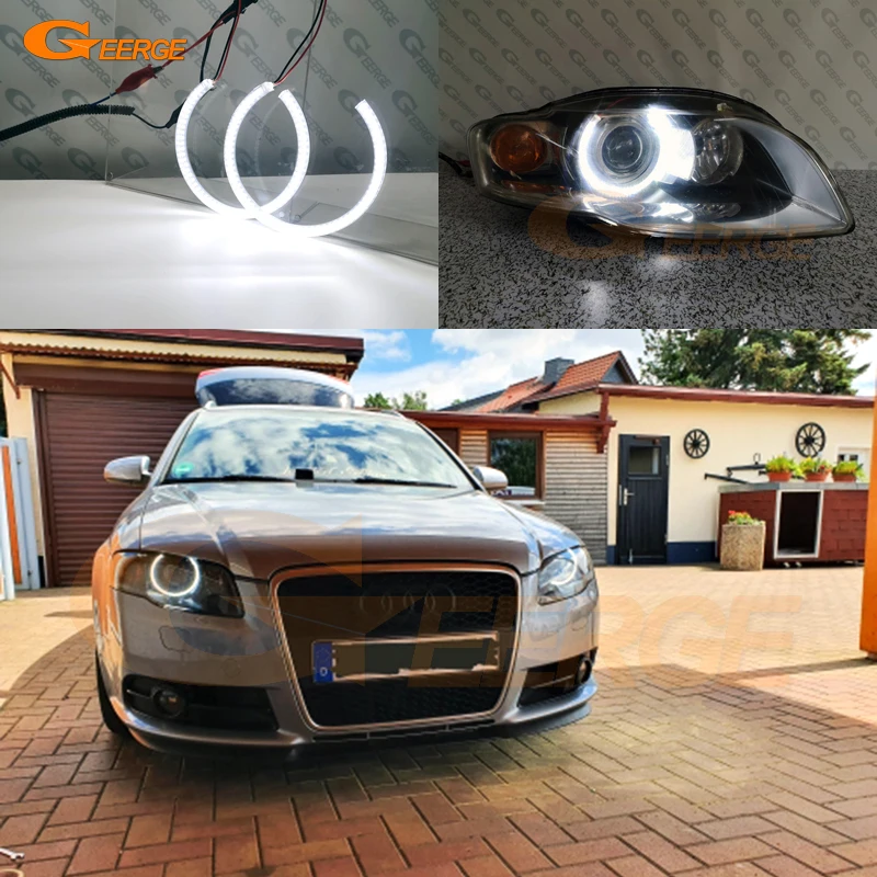 For Audi A4 S4 RS4 B7 2004 2005 2006 2007 2008 2009 Ultra Bright SMD LED  Angel Eyes Halo Rings Kit Day Light Car Styling