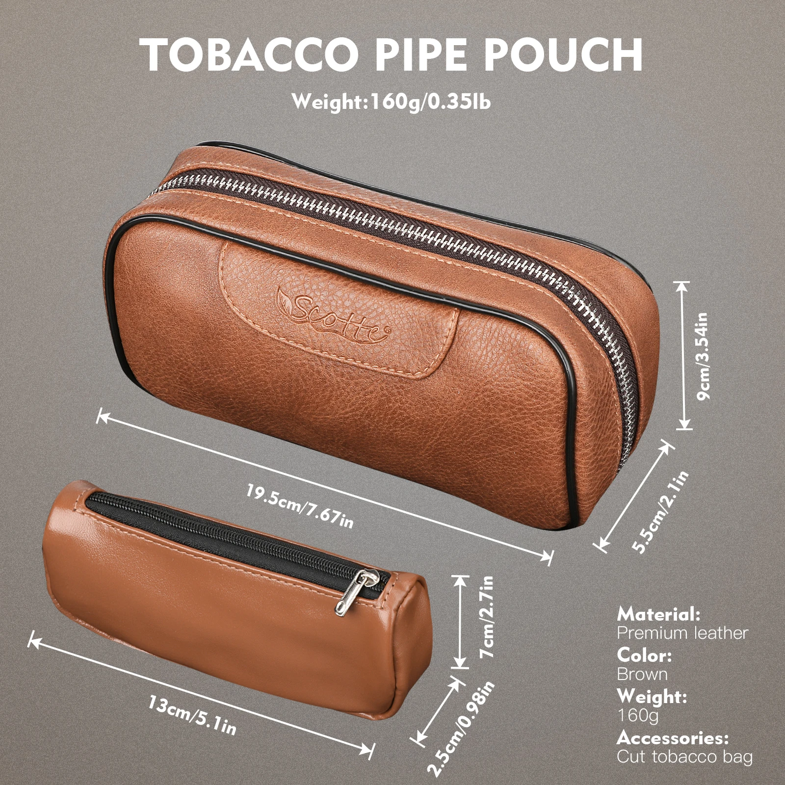 Smoking Pipe Scotte PU Leather Tobacco Smoking Pipe Bag for 2 pipes Portable Herb Tobacco Smoking Pipe Case Tools Accessories