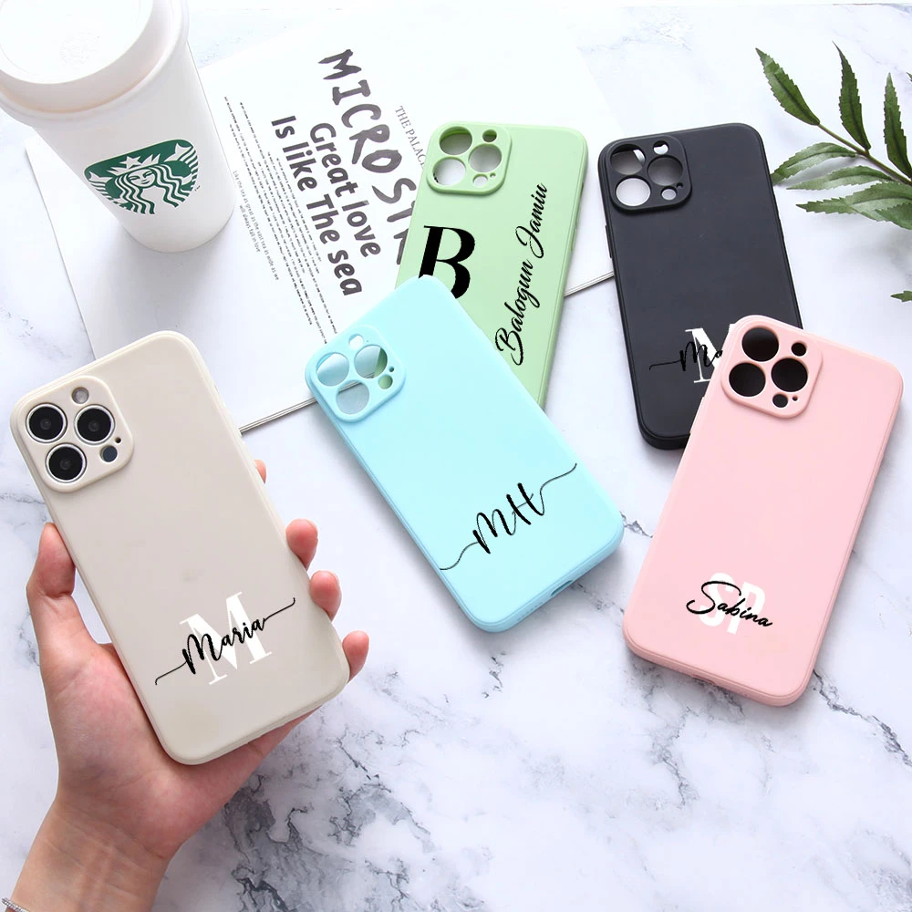 Custom Name Phone Case For iPhone 13 12 11 Pro Max X XR XS 7 8 Plus Mini SE Personalized Silicone Soft Coque for iPhone 11 13 iphone 13 mini mobile phone cases