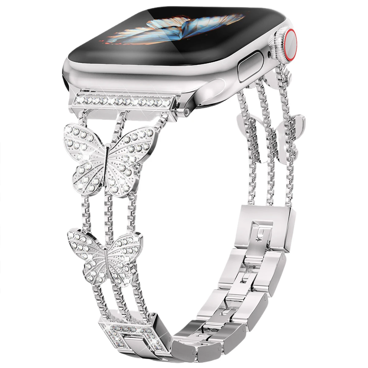 Butterfly Diamond Bling Metal Bracelet Strap