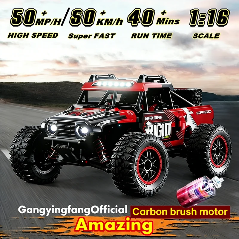 16101 1:16 50KM/H 4륜구동 RC카 LED 라이트 2.4G 무선 조종 자동차 고속 드리프트 몬스터 트럭 어린이용 vs Wltoys 144010