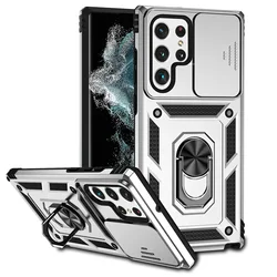 Slide Lens Magnetic Holder Back Bumper Case Coque s Cover - SAM S24 Plus (Silver)