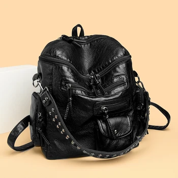 2025 Zaino da donna alla moda Borsa da viaggio per laptop in pelle PU Zaino da scuola per college Zaino casual Zaino impermeabile per ragazza signora
