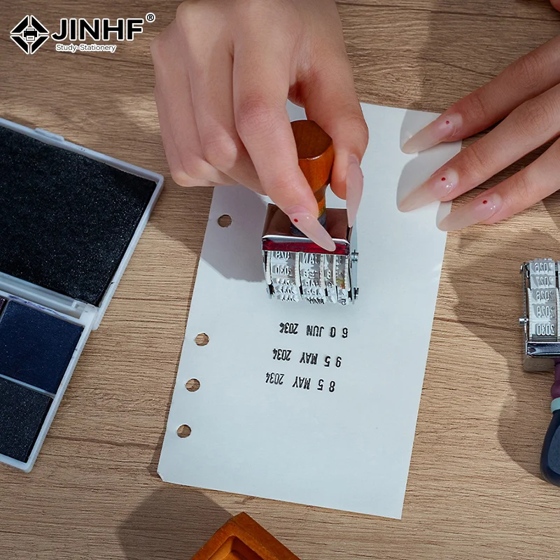 빈티지 나무 손잡이 날짜 롤러 스탬프 DIY 스크랩북 플래너 핸드 계정 저널 스탬프 카와이 문구 사무용품