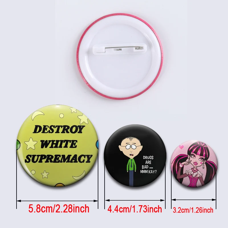 Cartoon Brooch Smiling Face Pins 58mm Badge Chocolate Goldfish Handmade for Backpack Accessories Jewelry Gifts