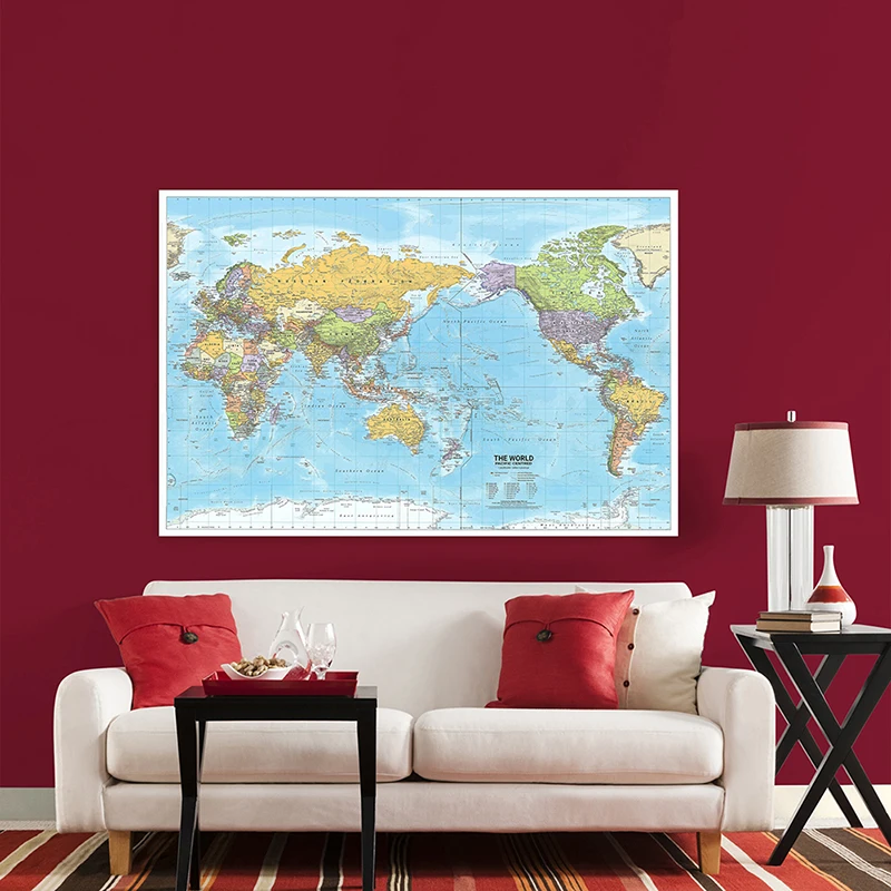 Multi Size 2012 World Map Large Poster Print Wall Hanging Art Non-woven Fabric Background Chart Decor Travel Supplies in English world map poster
