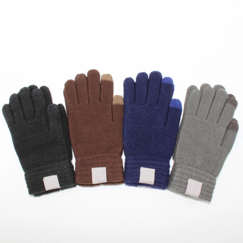 

Knit Solid Color Gloves Designers For Men Womens Touch Screen Glove Winter Fashion Mobile Smartphone Five Finger Mittens