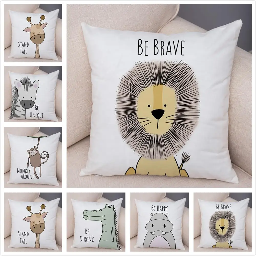 

Cartoon Lion Throw Pillow Cover Funny Animal Pillowcase Home Decor Bedroom Decoration Luxury Girl Kid Gift 45x45 Cm Kids Room