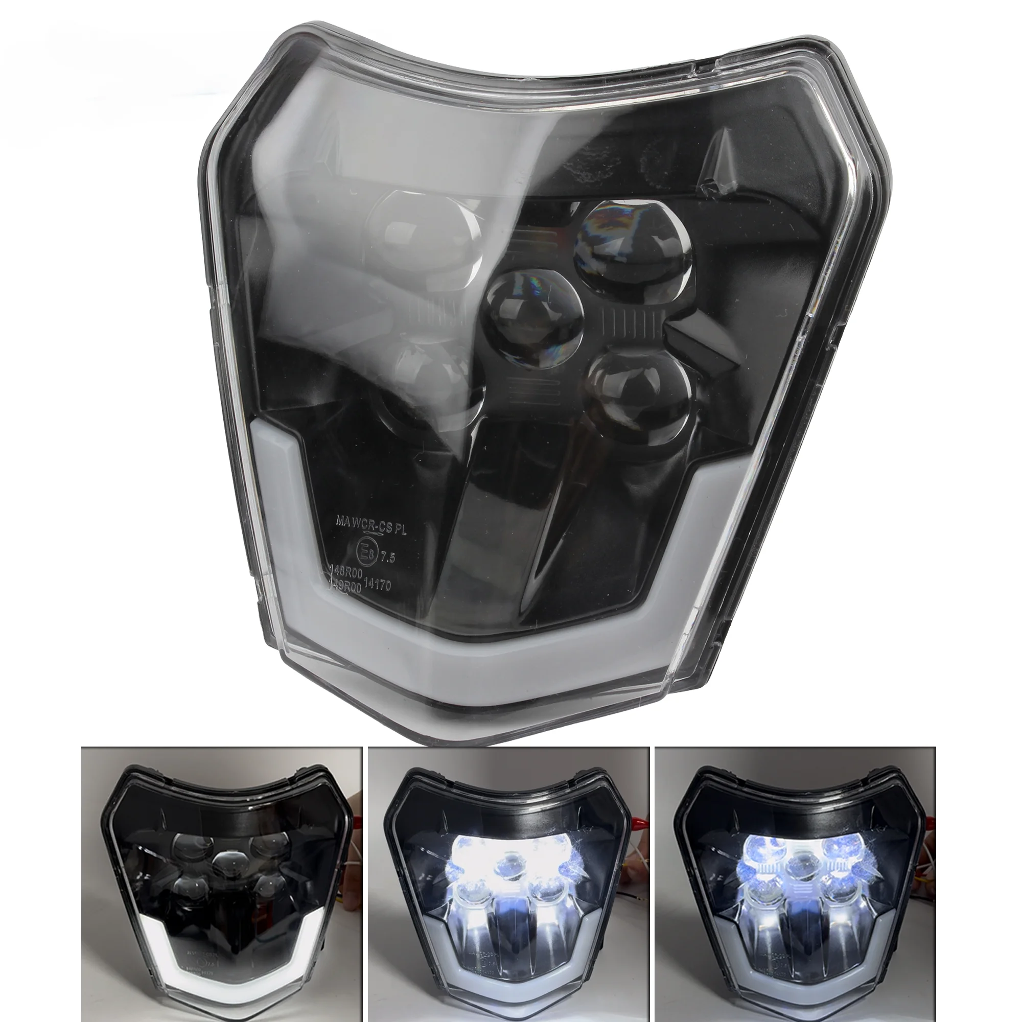 Faro LED Para KTM EXC/XCF/SXF 2018-2023 – Placa Delantera Con Lente De Policarbonato, Montaje Universal (Naranja)
