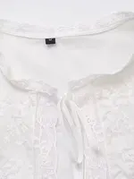 Women's Lace Embroidery Blouses, O Neck, Sleeveless, Front Tied, Female Shirts, Chic Tops, Fashion - Image 5