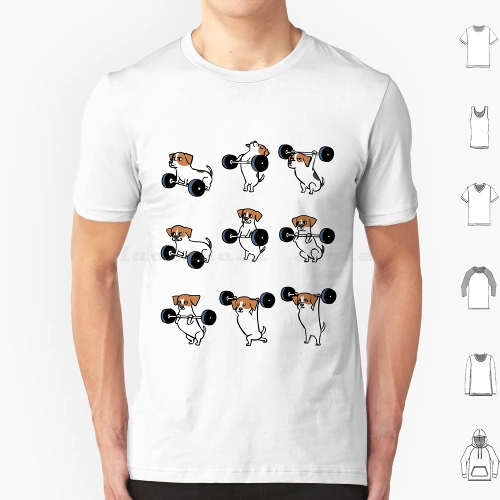 Lifting Jack Russell Terrier T Shirt Big Size 100% Cotone Jack Russell Terrier Fitness Workout Gym Bodybuilding