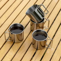 250/350/500ML Stailess Steel Mug Coffee Cup Foldable Handle Portable Travel Camping Cup Milk Tea Cup Tumbler Water Coffee Cup 3