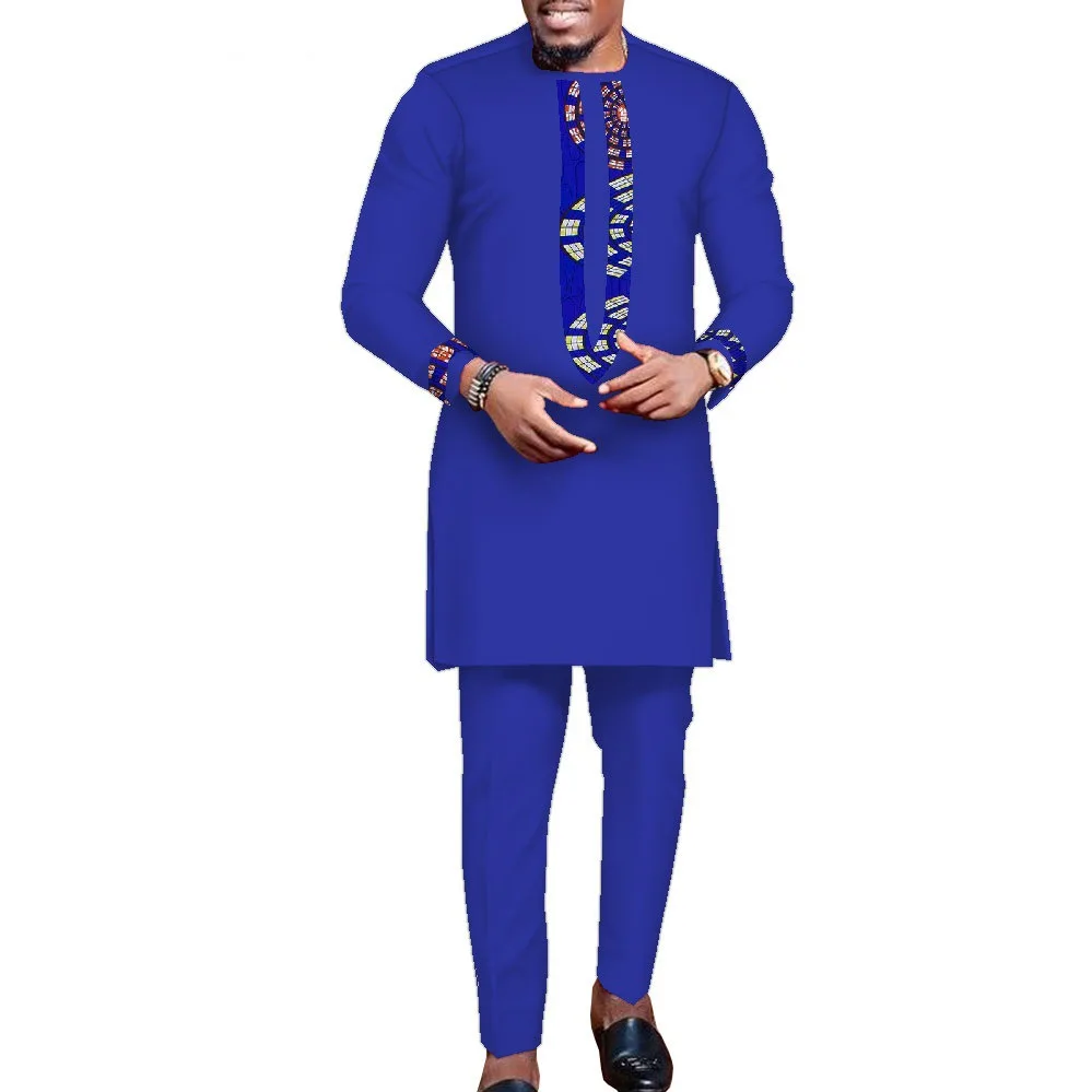 

Горячая Распродажа Африканский мужской костюм для свадьбы 2023 блузка и брюки комплект из двух частей Дашики в этническом стиле мужская одежда