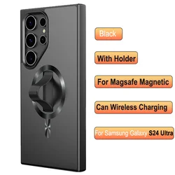 Grippopso Magnetic Shockproof Phone Holder Case with Grip - 3 in 1 Protective Cover for Galaxy S24 Plus (Black)