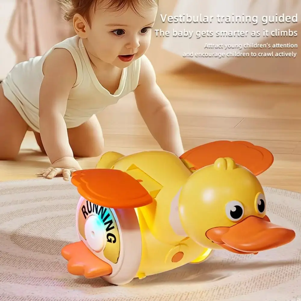 Plastic Electric Duck Musical Toy Sound And Light Interactive Rotating Foraging Duck Toy Simulation Charging