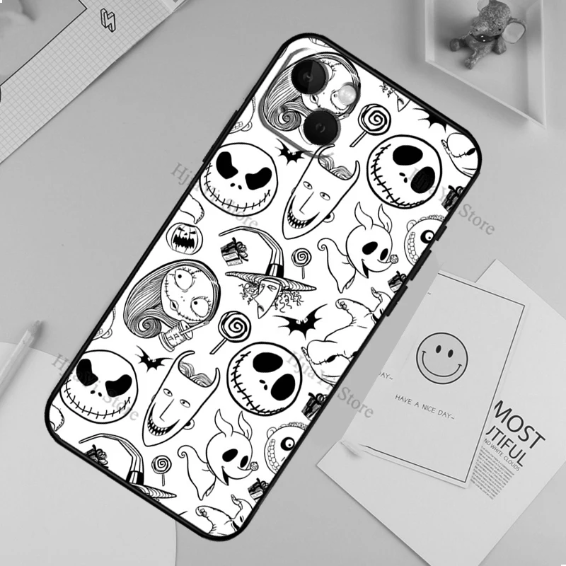 Gothic Romance Halloween Phone Case featuring Jack and Sally Design