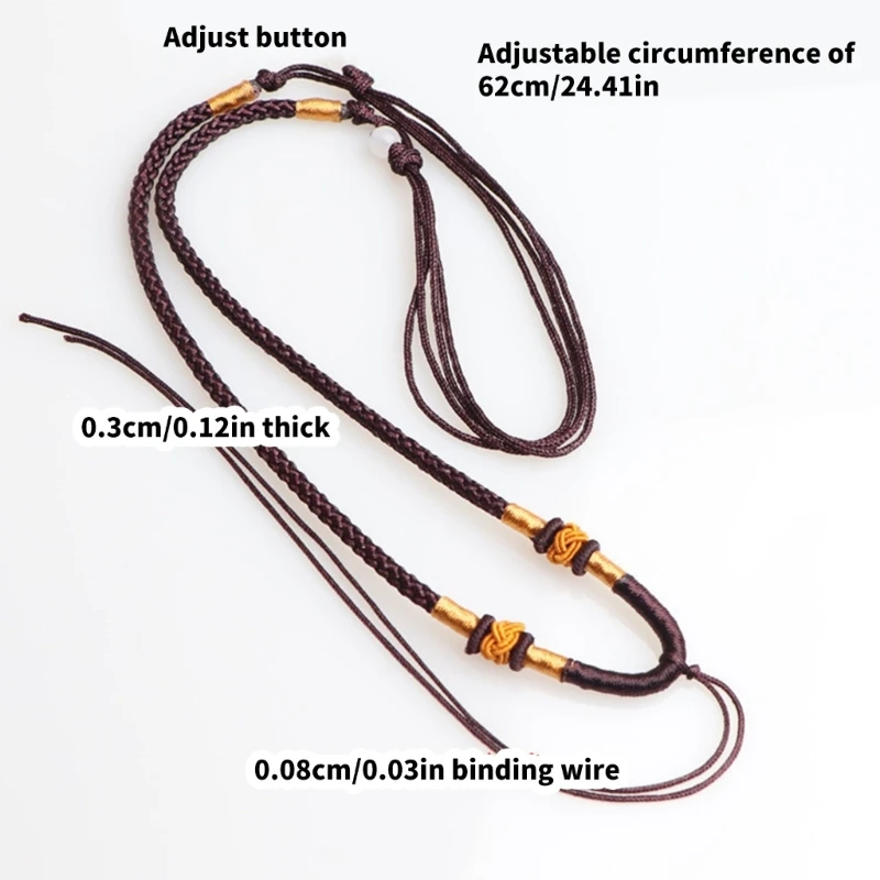 Handwoven Rope Necklace with Bead and Adjustable Braided Cord - Textured Jewelry