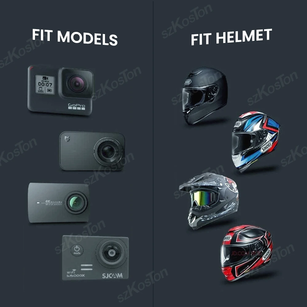 Kit 6 Accessoires Caméra Action 360° - Support Casque, Fixation Vélo