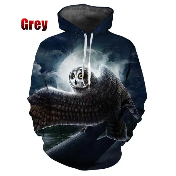 thumbnail image 1 of Nuevas sudaderas con capucha con estampado 3D de búhos y animales para hombre, sudaderas con capucha de moda Y2k, sudadera de hip hop, jersey Harajuku, ropa para mujer, 1 of 5