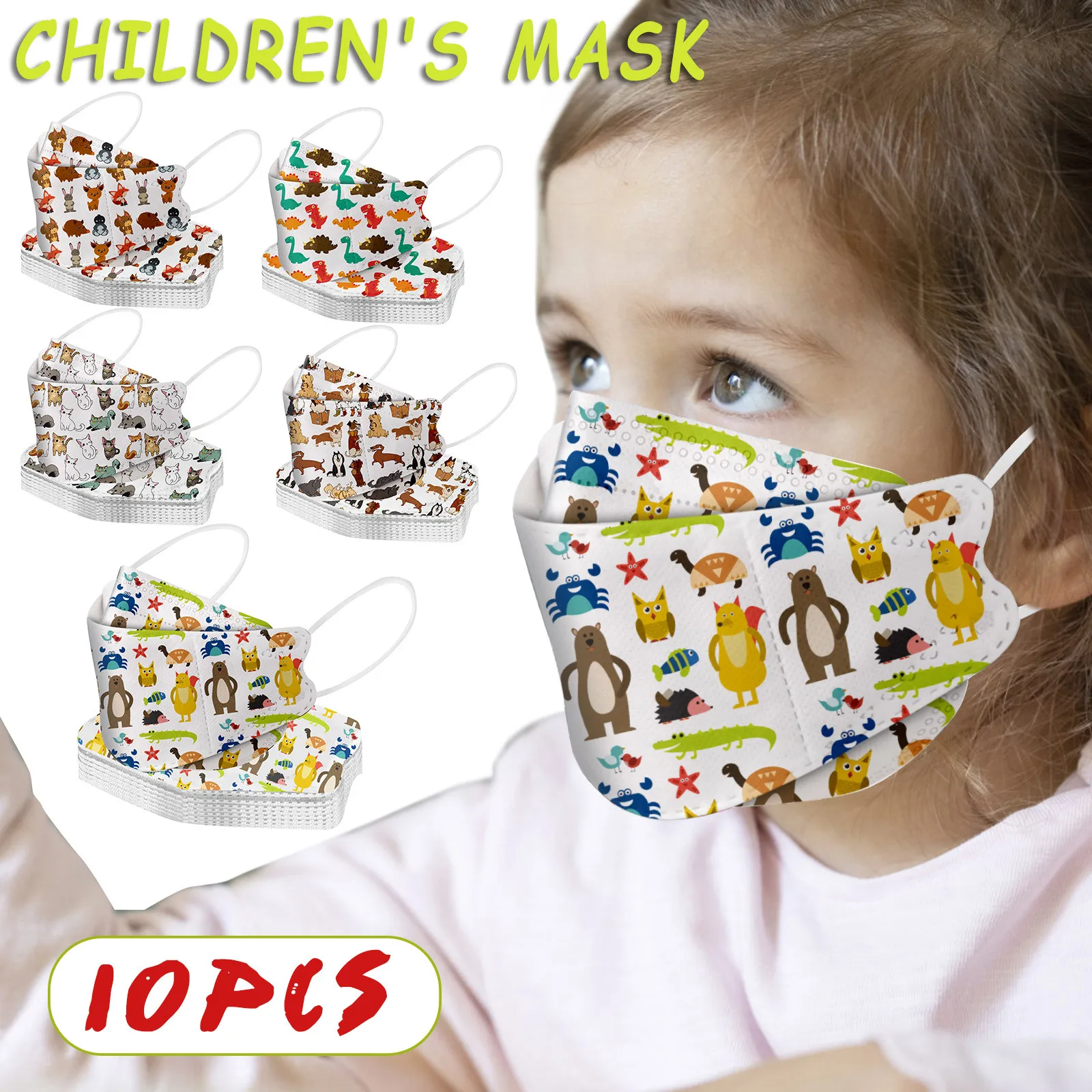 10pcs face mask Children's Fish Shape Disposable Face Masks With Cartoon Design 4Layers Super Filter Mask Halloween Cosplay |