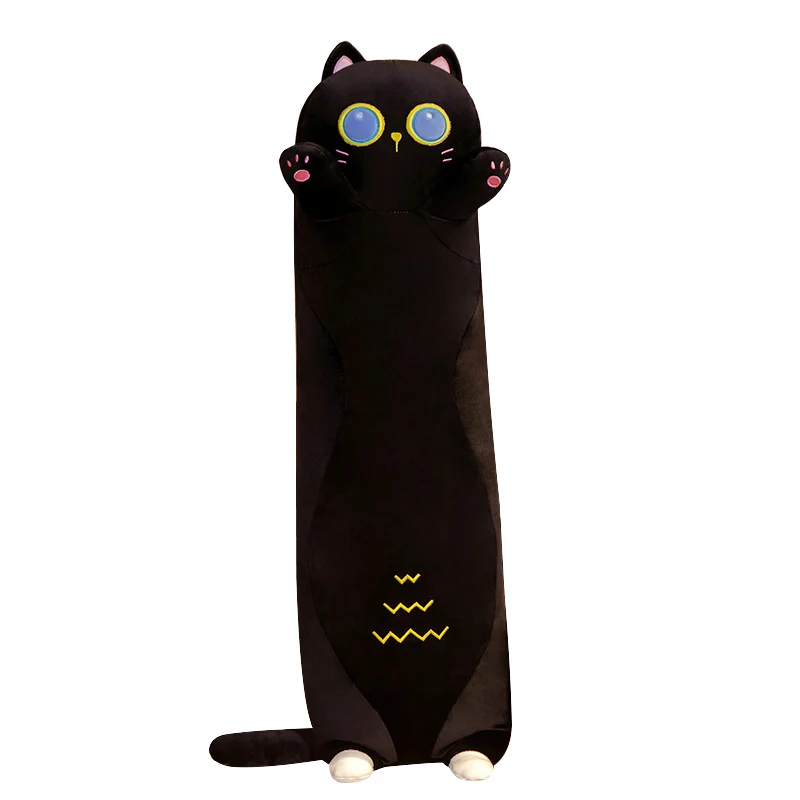 Long Black Cat Pillow Cute Big Size Animals Plushes Cat Throw Pillow Cushion Home Decor Kids Toys 1pc black white suede watch cushions watch pillow for case storage box wrist watch bracelet display stand holder organizer