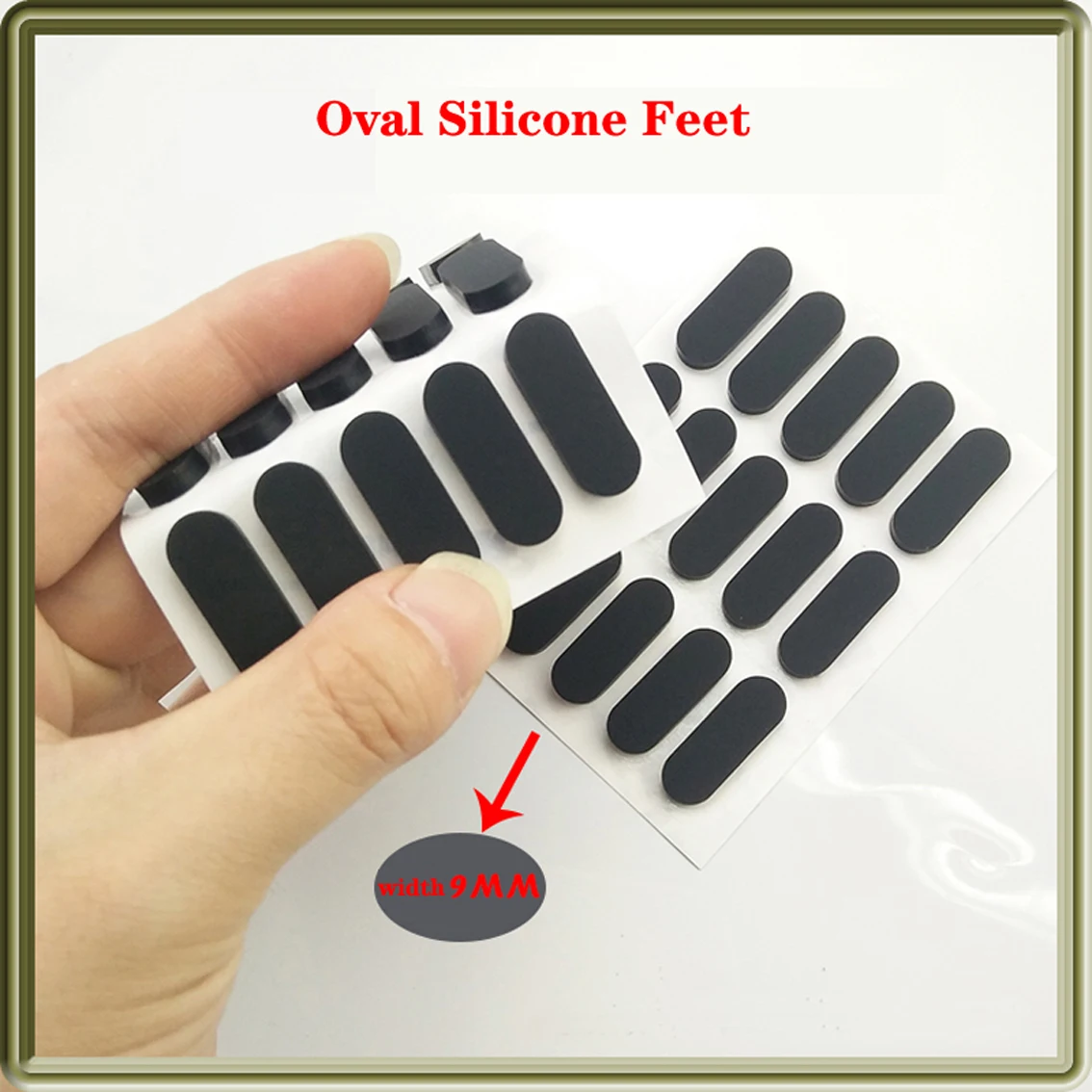 

10PCS Width 9mm Length 16-39mm Self Adhesive Silicone Rubber Oval Mat Cabinet Equipment Anti-slip Feet Pad Floor Protectors