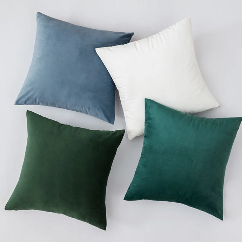 

Velvet Pillow Sofa Cushion Solid Color Bed Backrest Home Living Room Plush Pillow